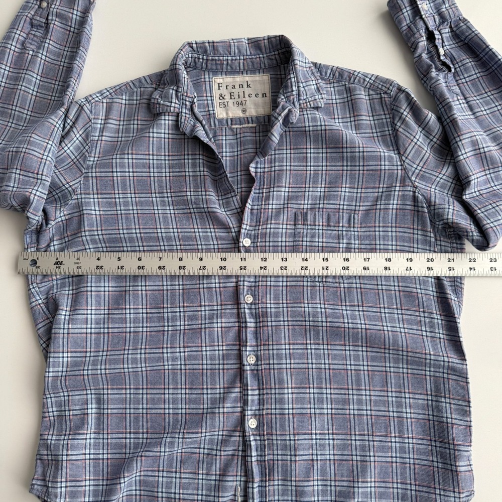 Frank & Eileen Barry Lightweight Cotton Plaid Blue Button Up Shirt XS - Picture 6 of 8